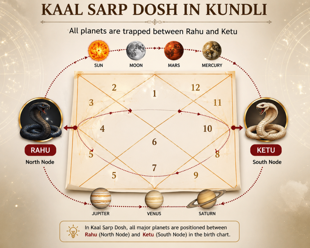 Rahu and Ketu position in Kaal Sarp Dosh Kundli